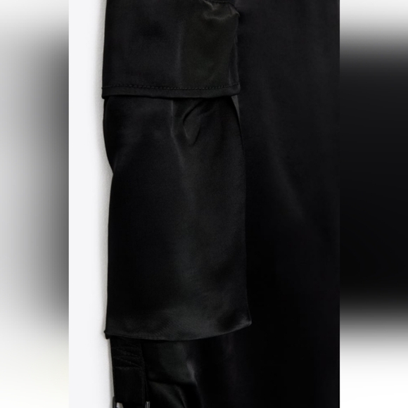 Zara Flowy Satin Cargo Pants Sz-M - Picture 10 of 15